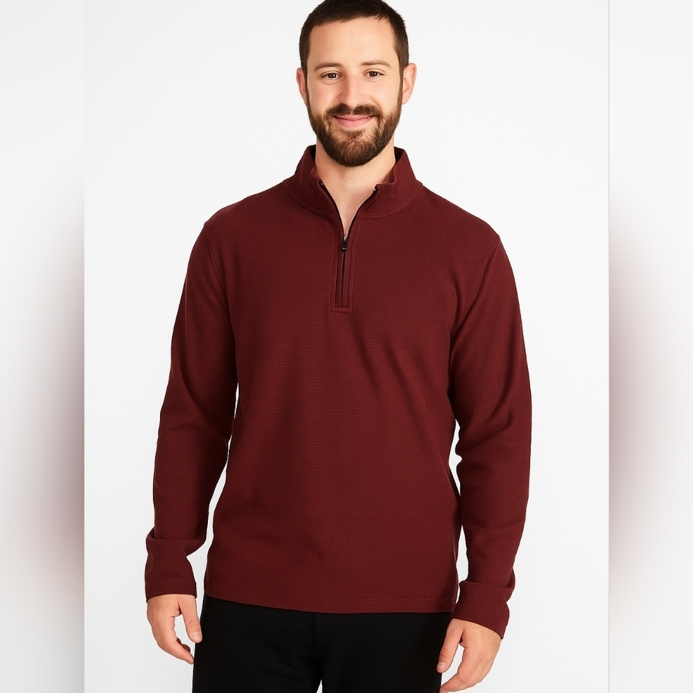 NWT Ted Baker/ Men's Burgundy Quarter-Zip Sweater/ Size US S
